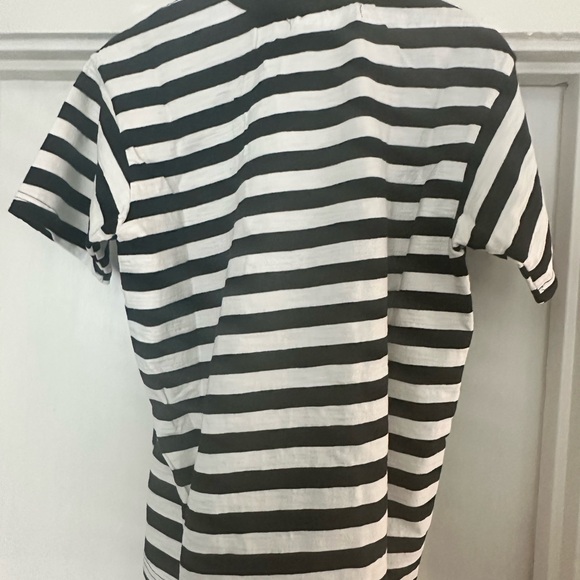 Striped Short Sleeve Crewneck T-Shirt - Black & White - Picture 2 of 4